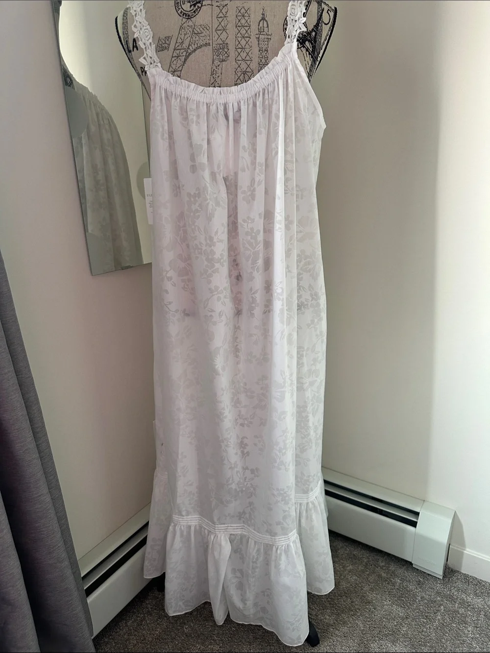 Eileen West Large White Floral Lace-Trim Maxi Skirt - Picture 3 of 7